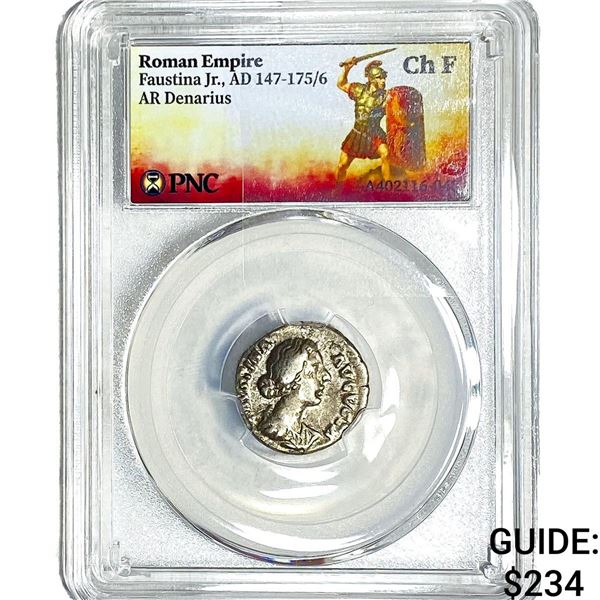 Roman Faustina Jr.,AD 147-175/6 AR Denarius PNC ChVF