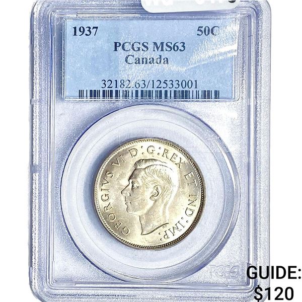 1937 Canada 50 Cents PCGS MS63