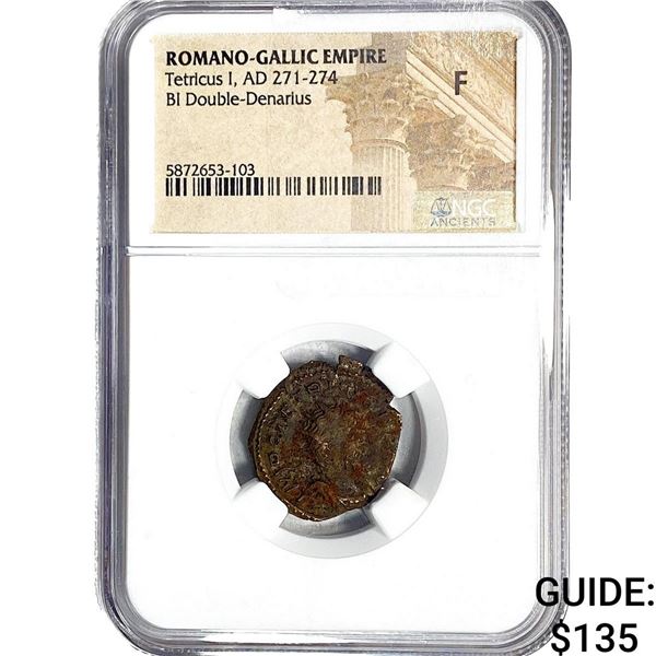 Romano-Gallic TetricusI, AD271-274 BIDbl-Denarius NGC F