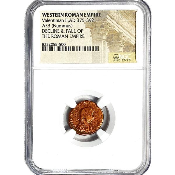 Western Roman Valentinian II,AD375-392 AE3 Nummus NGC