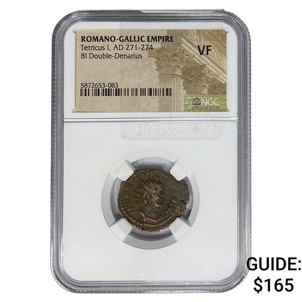 Romano-Gallic TetricusI, AD271-274 BIDbl-Denarius NGC VF