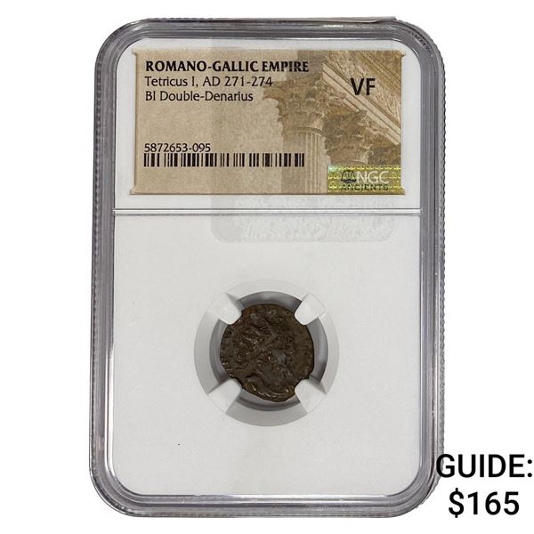 Romano-Gallic TetricusI, AD271-274 BIDbl-Denarius NGC VF