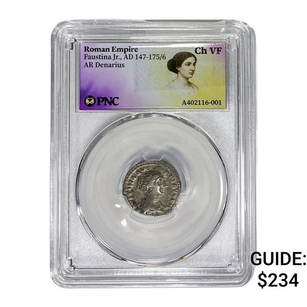 Roman Faustina Jr.,AD 147-175/6 AR Denarius PNC ChVF