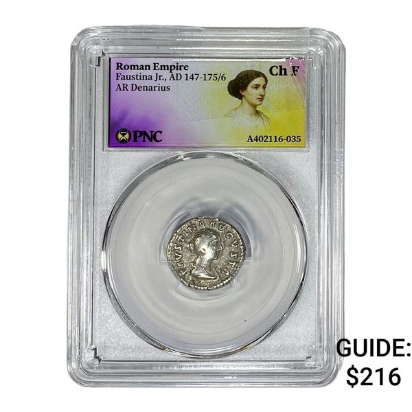Roman Faustina Jr.,AD 147-175/6 AR Denarius PNC ChF