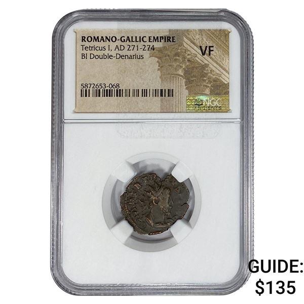 Romano-Gallic TetricusI, AD271-274 BIDbl-Denarius NGC VF