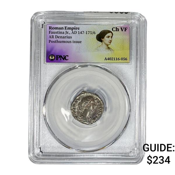 Roman Faustina Jr.,AD 147-175/6 AR Denarius PNC ChVF