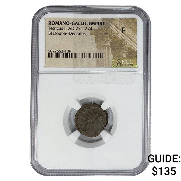 Romano-Gallic TetricusI, AD271-274 BIDbl-Denarius NGC F