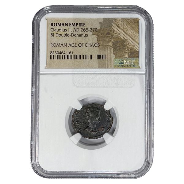 Roman Claudius II, AD268-270 BI Dbl-Denarius NGC