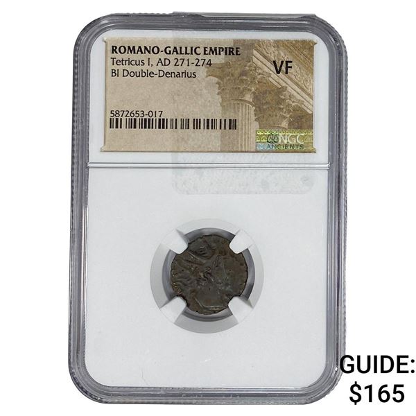 Romano-Gallic TetricusI, AD271-274 BIDbl-Denarius NGC VF