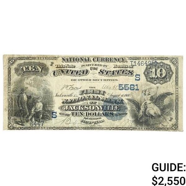 1900 $10 National Bank of Jacksonville Large Note