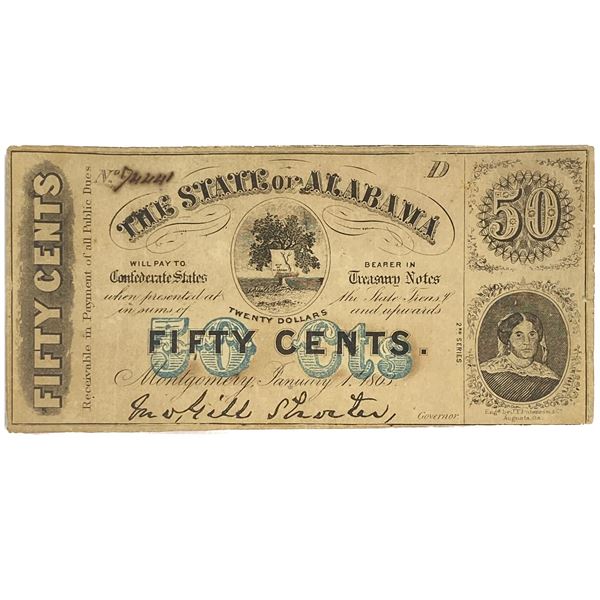 1863 50C State of Alabama Fracional Currency