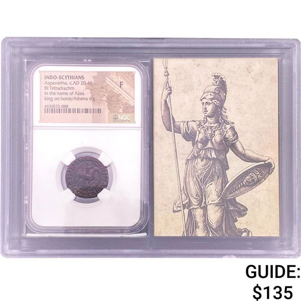 Indo-Scythians Aspavarma, AD20-46 BI Tetradrachm