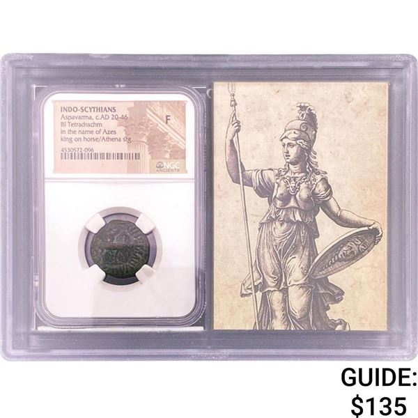 Indo-Scythians Aspavarma, AD20-46 BI Tetradrachm