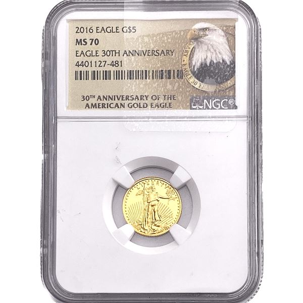2016 1/10oz $5 Gold Eagle NGC MS70