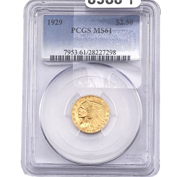 1929 $2.50 Gold Quarter Eagle PCGS MS61