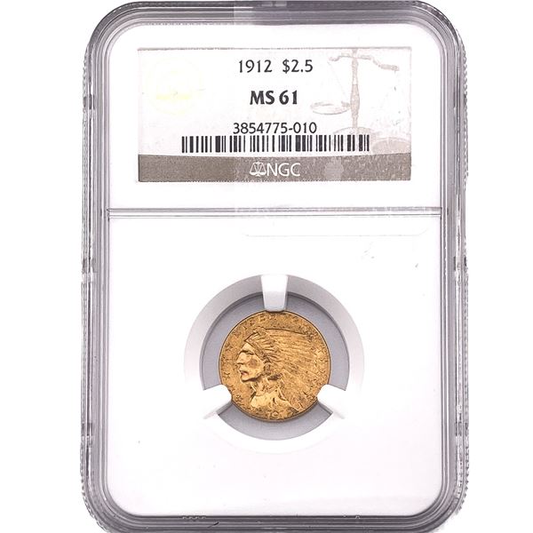 1912 $2.50 Gold Quarter Eagle NGC MS61