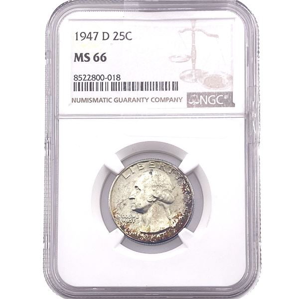 1947-D Washington Silver Quarter NGC MS66