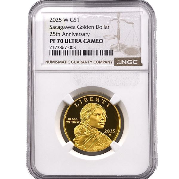 2025-W 1/2oz Gold Sacagawea Dollar NGC PF70 UC