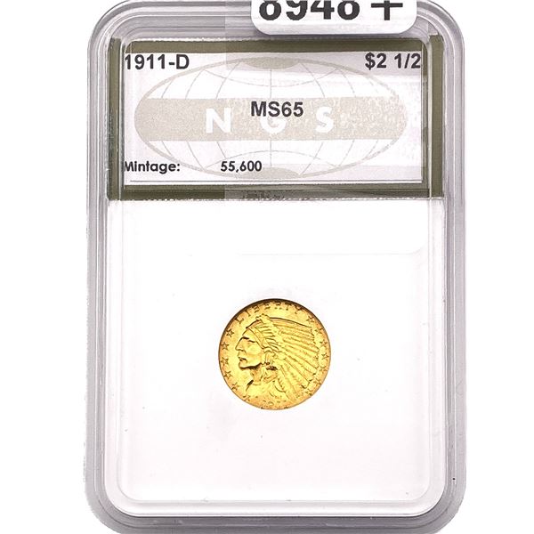 1911-D $2.50 Gold Quarter Eagle NGS MS65