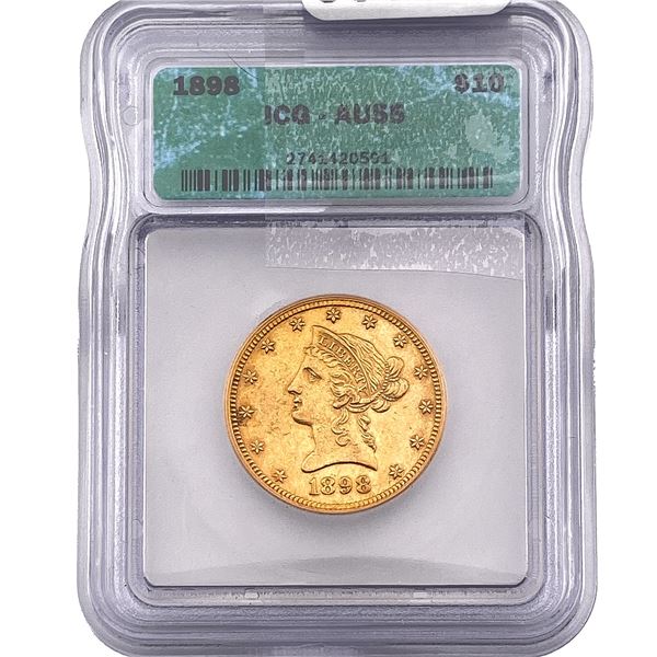 1898 $10 Gold Eagle ICG AU55