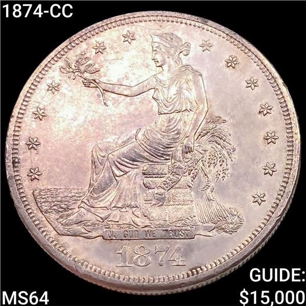 1874-CC Silver Trade Dollar CHOICE BU