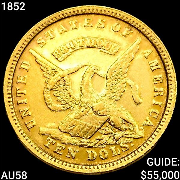 1852 $10 Gold Assay "884" Thous CHOICE AU
