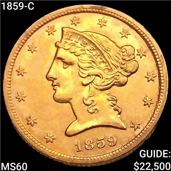 1859-C $5 Gold Half Eagle UNCIRCULATED