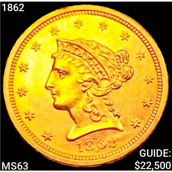 1862 $2.50 Gold Quarter Eagle CHOICE BU