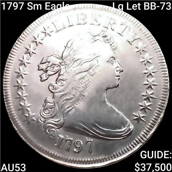 1797 Sm Eagle, Lg Let BB-73 Draped Bust Dollar CLOSELY UNCIRCULATED