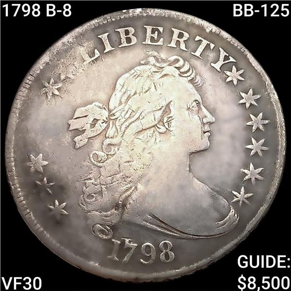 1798 B-8, BB-125 Draped Bust Dollar LIGHTLY CIRCULATED