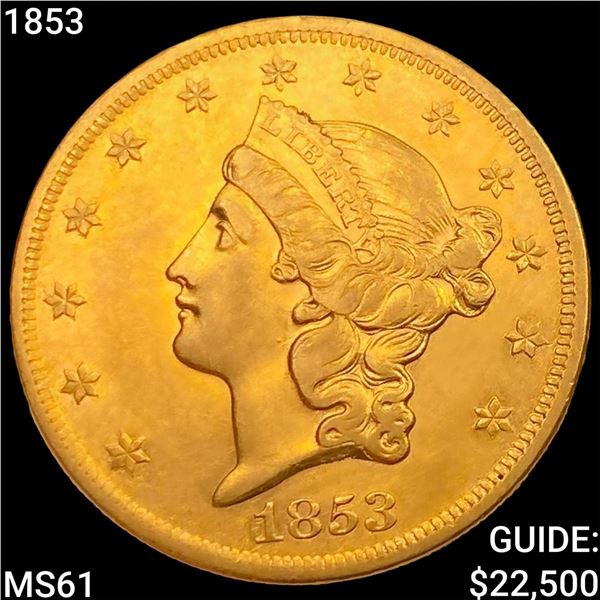 1853 $20 Gold Double Eagle UNCIRCULATED