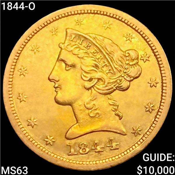 1844-O $5 Gold Half Eagle CHOICE BU