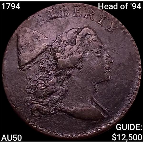 1794 Head of '94 Liberty Cap Large Cent CLOSELY UNCIRCULATED