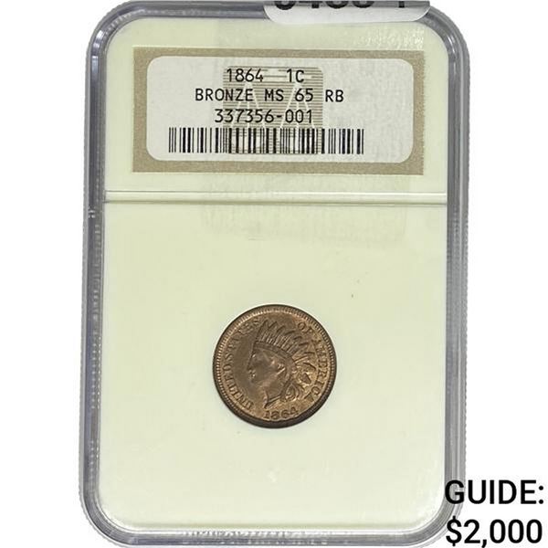 1864 Indian Head Cent NGC MS65 RB