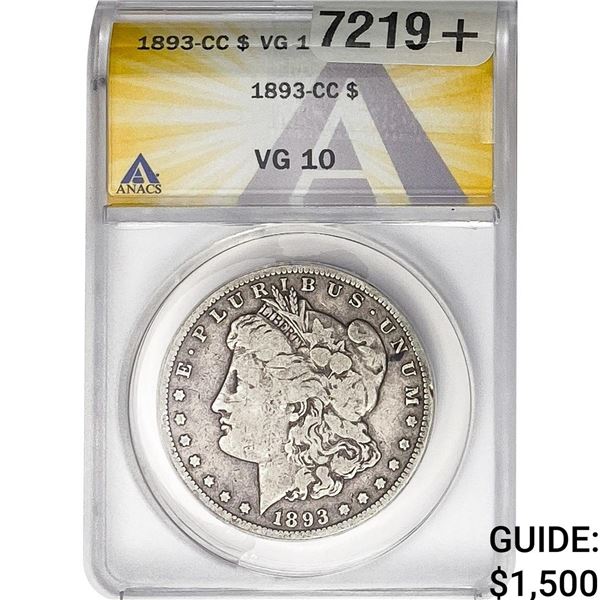 1893-CC Morgan Silver Dollar ANACS VG10