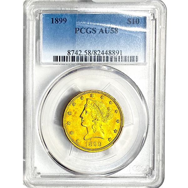 1899 $10 Gold Eagle PCGS AU58