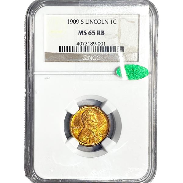 1909-S CAC Wheat Cent NGC MS65 RB