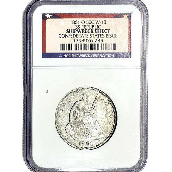 1861-O Seated Liberty Half Dollar NGC Shipwreck