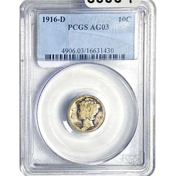1916-D Mercury Silver Dime PCGS AG03