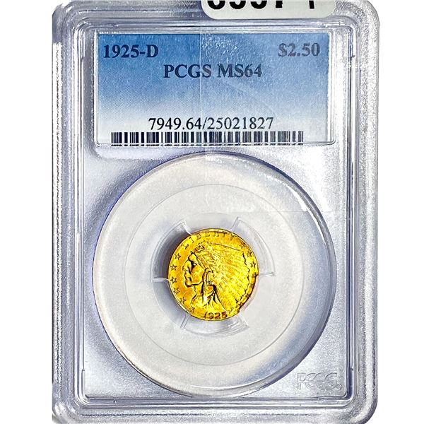 1925-D $2.50 Gold Quarter Eagle PCGS MS64