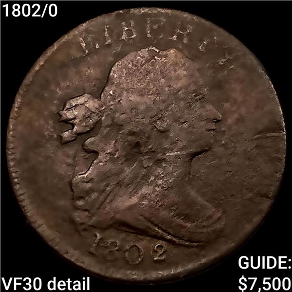 1802/0 Draped Bust Half Cent LIGHTLY CIRCULATED