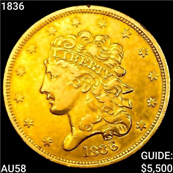 1836 $5 Gold Half Eagle CHOICE AU