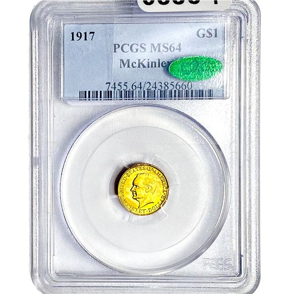 1917 CAC McKinley Rare Gold Dollar PCGS MS64