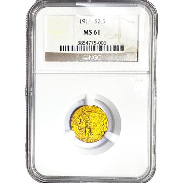 1911 $2.50 Gold Quarter Eagle NGC MS61