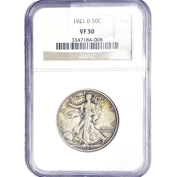 1921-D Walking Liberty Half Dollar NGC VF30