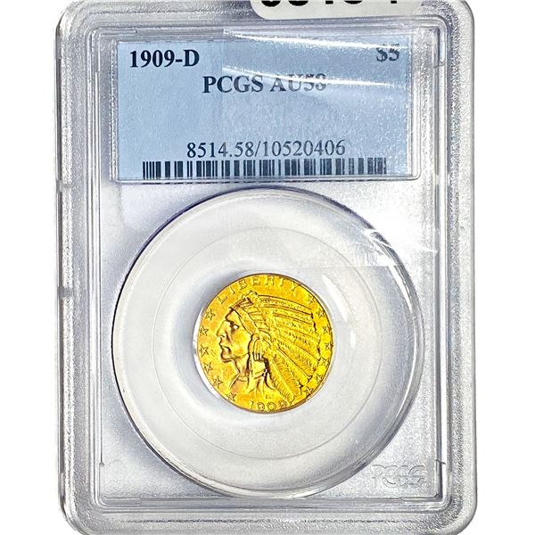 1909-D $5 Gold Half Eagle PCGS AU58