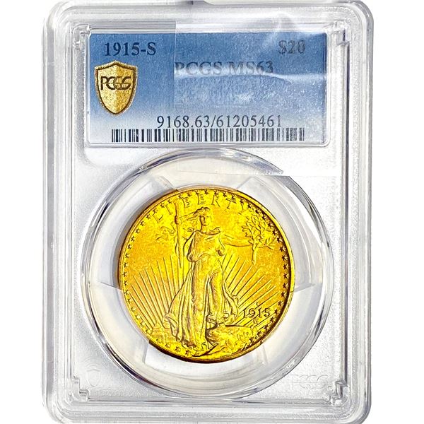 1915-S $20 Gold Double Eagle PCGS MS63