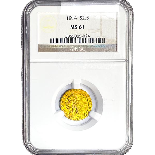 1914 $2.50 Gold Quarter Eagle NGC MS61