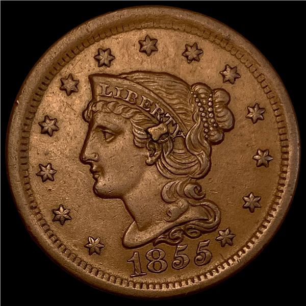 1855 Braided Hair Large Cent CLOSELY  UNCIRCULATED