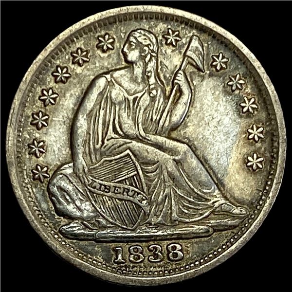 1838 Seated Liberty Half Dime CHOICE AU